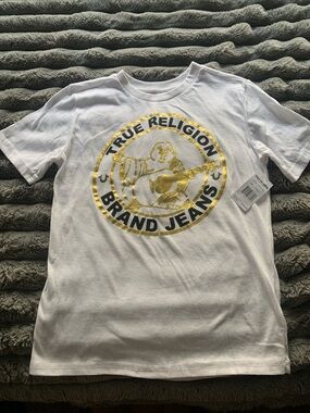 True Religion White T-Shirt with Gold Foil Logo